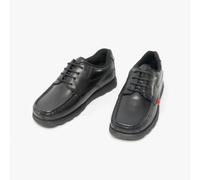 Kickers Boy's Fragma Lace Up 4 Eyelet Leather Shoes | Smart Everyday School Look | Secure Lace-Up Fit, Cushioned for All-Day Wear, Black, 13 UK Child