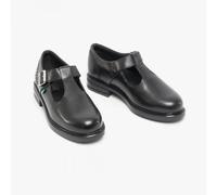 Kickers Girl's Lach T-Bar Leather School Shoes | Elegant T-Bar Style | Everyday Comfort Fit, Cushioned for All-Day Wear, Black, 2 UK Child