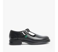 Kickers Teen Girl's Lach T-Bar Black Leather School Shoes, 3 UK