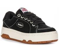 Kickers 70S Lo Sued Women's Lace Up Skate Inspired Platfom Trainers (Black, UK 5)
