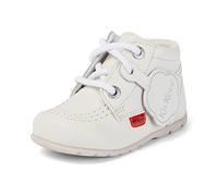 Kickers Baby Unisex Kick Hi Ankle Boots with Zip | Extra Flexibility For Baby | Easy On And Off, White, 0 UK Child