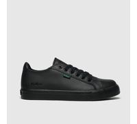 Kickers Tovni Leather Lace Plimsoll - Black, Black, Size 2 Older Black