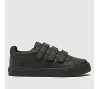 Kickers Tovni Trip Youth Three Straps Leather School Shoe In Black Size UK 3 - 6