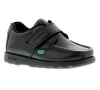 Kickers Boys Black Leather Moccasin Shoes, Size: 8.5