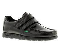 Kickers Boys Black Leather Twin Touch Fastening Shoes, Size: 13