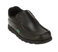 Kickers Boys Fragma Leather Slip-on School Shoes - Black - Black - 2.5 UK