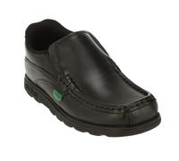 Kickers Boys Fragma Leather Slip-on School Shoes - Black - Black - 2 UK