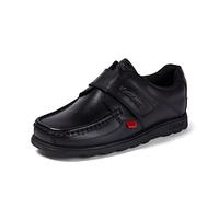 Kickers Boy's Fragma Single Strap Moc Toe Comfortable Leather Shoes | Smart Everyday School Look | Hook & Loop Fastening, Cushioned for All-Day Wear, Black, 3 UK Child