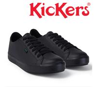 Kickers Boys Girls School Shoes Tovni Lacer Black Leather Senior Youth Sizes