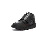 Kickers Boy's Kick Mid Scuff Durable Black Leather School Shoes | Flat Ankle Boot, Black, 8.5 UK Child
