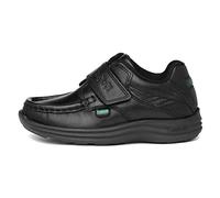 Kickers Boy's Reasan Single Strap Black Leather School Shoes | Easy Fastening | Extra Comfort | Durable & Stylish, Black, 13 UK Child