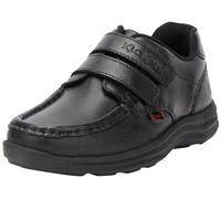 Kickers Boy's Reasan Twin Strap Black Leather School Shoes | Smart Everyday School Look | Hook & Loop Fastening, Cushioned for All-Day Wear