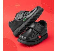 Kickers Boys Shoes Black Kids School Easy Fasten Leather Cushioned Fragma SIZE