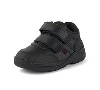 Kickers Boy's Stomper Mid Twin Strap Leather School Shoes | Smart Everyday School Look | Hook & Loop Fastening, Cushioned for All-Day Wear, Black, 6 UK Child
