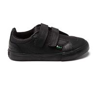 Kickers Boy's Tovni Twin Vel Easy Fastening Black Leather School Shoes | Smart Everyday School Look | Everyday Comfort Fit, Cushioned for All-Day Wear, Black, 6 UK Child
