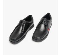 Kickers Fragma Boys Leather Lace-Up Breathable Square Toe Black School Shoes