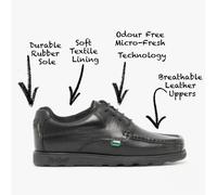 Kickers Fragma EYE Boys Leather Lace-Up Breathable Square Toe Black School Shoes