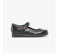 Kickers Fragma POP Girls Leather Touch Fasten Breathable Black School Shoes