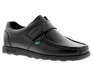 Kickers Fragma Strap 3 Am Mens Black Leather Touch Fastening School Shoes, Size: 11