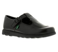 Kickers Fragma T-Buckle Womens Black Leather T-Bar Shoes, Size: 4