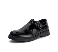 Kickers Youth Girl's Finley T Bar Patent Leather Shoes, Black, 3 UK