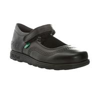 Kickers Girls Fragma Pop Leather School Shoes - Black - 2.5 UK - Black