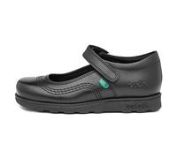 Kickers Girl's Fragma Pop Leather School Shoes | Smart Everyday School Look | Everyday Comfort Fit, Cushioned for All-Day Wear, Black, 12.5 UK Child