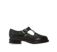 Kickers Junior Girl's Lach T-Bar Leather School Shoes, Black, 12.5 UK Child