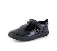 Kickers Girl's Kariko T-Strap Leather School Shoes | Smart Everyday School Look | Hook & Loop Fastening, Cushioned for All-Day Wear, Black, 7 UK Child