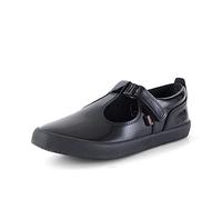 Kickers Girl's Kariko T-Velcro Leather School Shoes | Smart Everyday School Look | Everyday Comfort Fit, Cushioned for All-Day Wear, Black, 2 UK Child