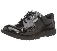 Kickers Girl's Kick Lo Leather Alternative Patent School Uniform Shoe | Smart Everyday School Look | Everyday Comfort Fit, Cushioned for All-Day Wear, Black, 2.5 UK Child