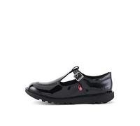 Kickers Girls' Kick Patent T-Bar School Shoes, Black, Size 8 Younger Black