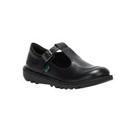 Kickers Girls Kick T Bar J Core Black Leather School Shoes 1-KF0000849BTW