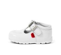 Kickers Girl's Kick T Bar Patent Leather Shoe, White, 10.5 UK