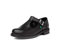 Kickers Girl's Lach T-Bar Leather School Shoes | Elegant T-Bar Style | Everyday Comfort Fit, Cushioned for All-Day Wear, Black, 1 UK Child