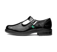 Kickers Girl's Lach T-Bar Leather School Shoes | Elegant T-Bar Style | Everyday Comfort Fit, Cushioned for All-Day Wear, Black, 4 UK Child