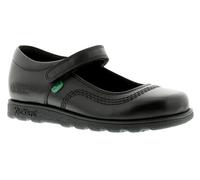 Kickers Fragma POP Girls Leather Touch Fasten Breathable Black School Shoes