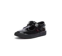 Kickers Girl's Tovni Brogue T-Bar Black Leather School Shoes | Classic Brogue Detailing | Everyday Comfort Fit, Cushioned for All-Day Wear, Black, 5 UK Child