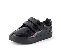 Kickers Girl's Tovni Twin Velcro Easy Fastening Black Leather School Shoes | Smart Everyday School Look | Everyday Comfort Fit, Cushioned for All-Day Wear, Black, 5 UK Child