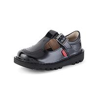 Kickers Girl's Youth Womens Kick T-bar Patent Leather Black School Shoes, Black, 4 UK