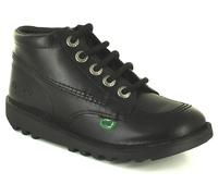 Kickers Hi Core Y Boys Black Leather Boots, Size: 4