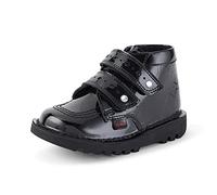 Kickers Infant Girl's Kick Hi Heart Vel Strap Ankle Boots | Extra Comfortable | Added Durability | Premium Quality, Patent Black, 8 UK Child