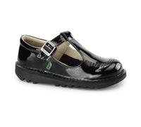 Kickers Kick T Bar School Shoes Uniform, Patent Black, 5 UK