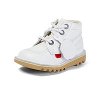 Kickers Infant Unisex Kick Hi Classic Ankle Boots with Zip | Extra Comfortable | Added Durability | Premium Quality, White/White, 8 UK Child