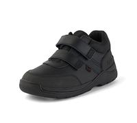 Kickers Junior Boy's Stomper Mid Twin Strap Leather School Shoes, Black, 2.5 UK