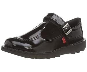 Kickers Junior Girl's Kick T Vel School Uniform Shoe, Patent Black, 2.5 UK