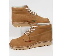 Kickers Kick Hi Boots in Tan - light brown nubuck shoes
