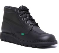 Kickers Boys Shoes Black Kids School Leather Easy Fasten Cushioned Fragma SIZE