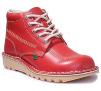 Kickers Kick Hi M High Top Lace Up Red Mens Leather Ankle Boots Size UK 6 - 13