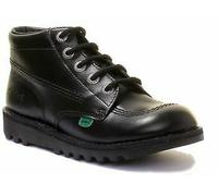 Kickers Kick Hi Youth Unisex Leather Ankle Boots In Black Size UK 3 - 6